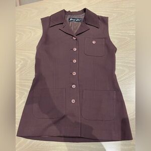 Maroon Sleeveless Button-Up Vest